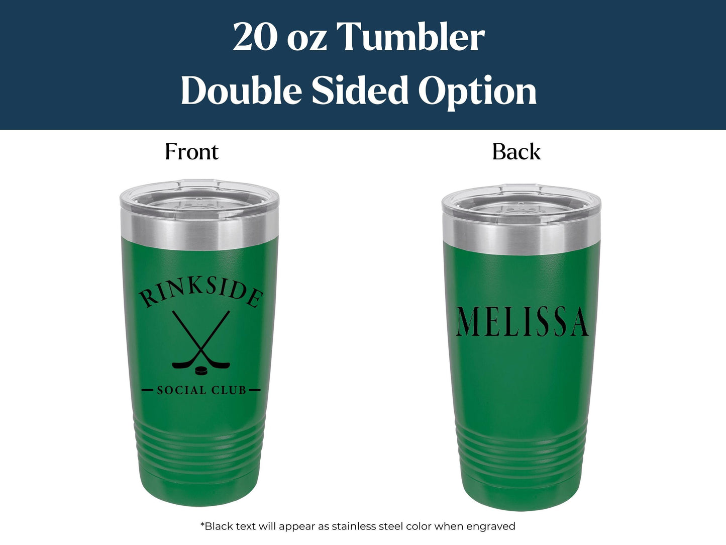 Personalized Hockey Coffee Tumbler: Stainless Steel, Laser Engraved, Hockey Tournament Gift