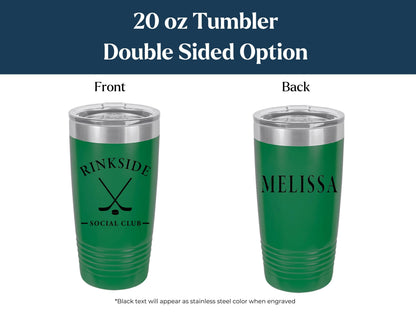 Personalized Hockey Coffee Tumbler: Stainless Steel, Laser Engraved, Hockey Tournament Gift