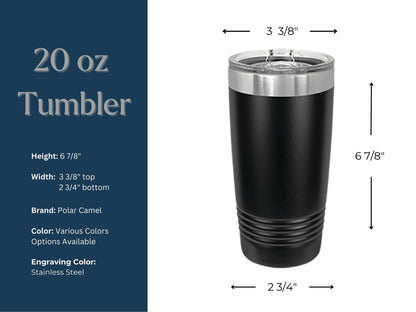 Personalized Hockey Coffee Tumbler: Stainless Steel, Laser Engraved, Hockey Tournament Gift