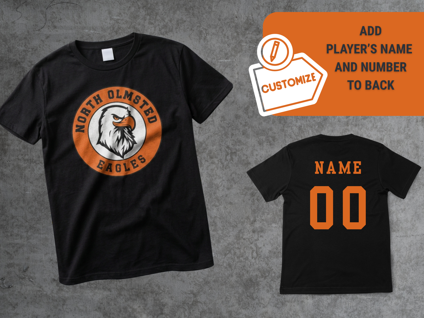 North Olmsted Hockey Club T-Shirt With Player Name and Number