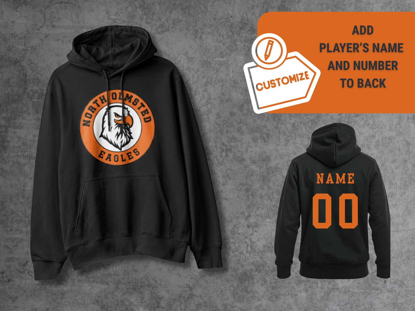 North Olmsted Hockey Club Hoodie Sweatshirt Doubel Sided