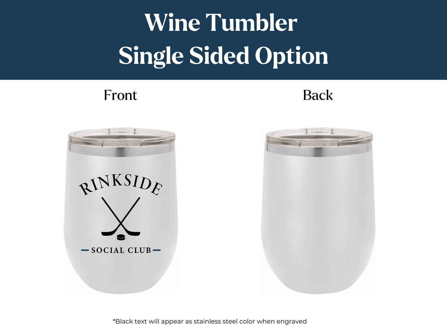 Personalized Hockey Wine Tumbler: Stainless Steel, Laser Engraved, Hockey Tournament gift