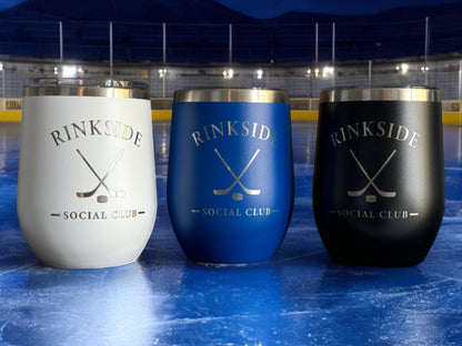 Personalized Hockey Wine Tumbler: Stainless Steel, Laser Engraved, Hockey Tournament gift