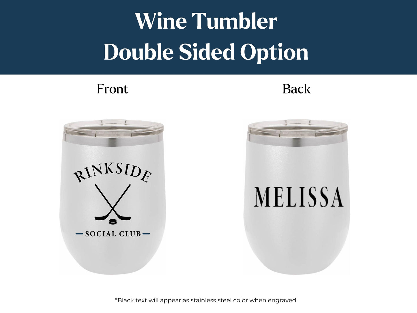 Personalized Hockey Wine Tumbler: Stainless Steel, Laser Engraved, Hockey Tournament gift