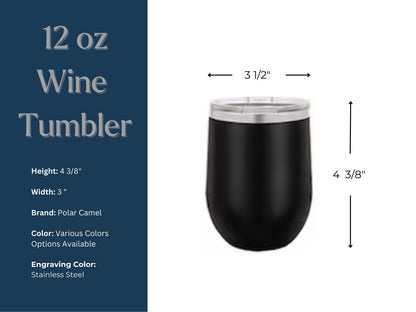 Personalized Hockey Wine Tumbler: Stainless Steel, Laser Engraved, Hockey Tournament gift