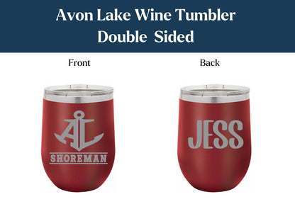 Personalized Avon Lake Teacher Wine Tumbler: Laser Engraved Stainless Steel